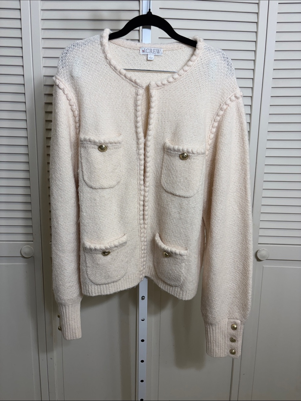 J.Crew Odette Sweater Lady Jacket with Jewel Buttons Large